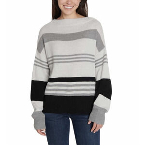 Lucky Brand Women’s Colorblock Knit Sweater Soft Hand Feel Grey Striped XL NWT